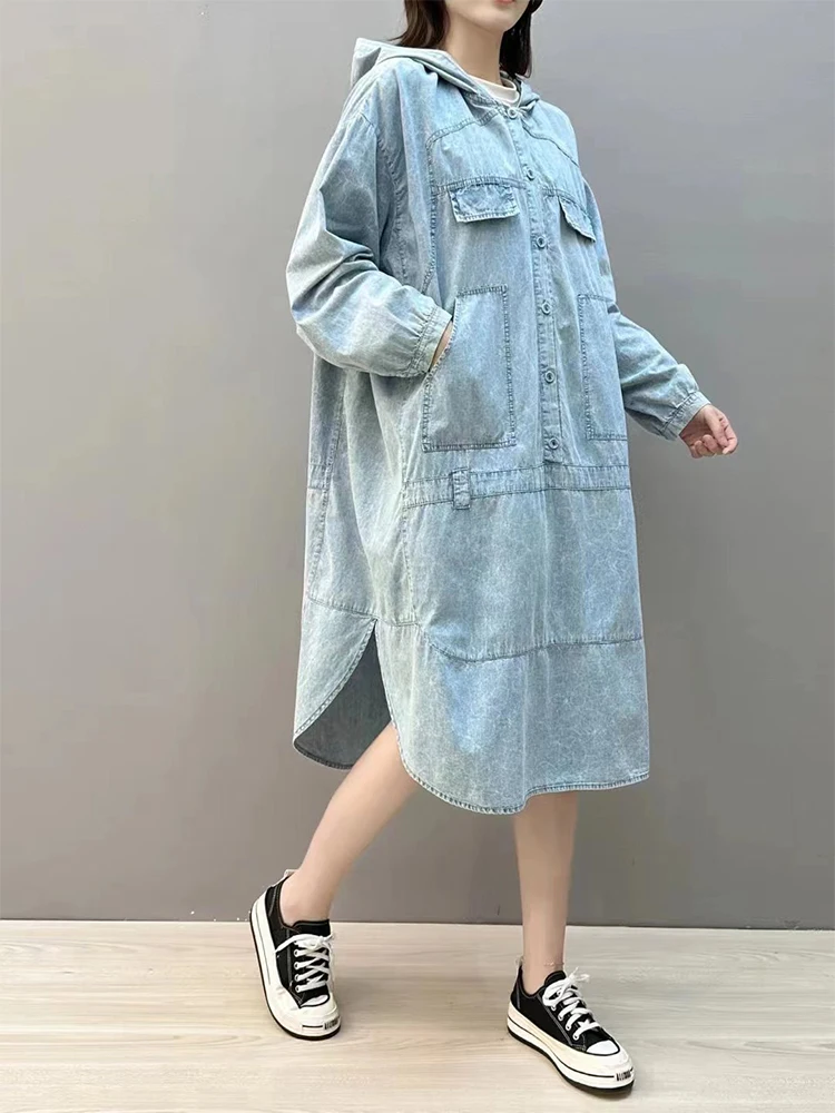 Max LuLu Korean Loose Denim Dress Women Spring Fashion Printed Classic Casual Vestidos Ladies 2024 Hooded Harajuku Elegant Dress