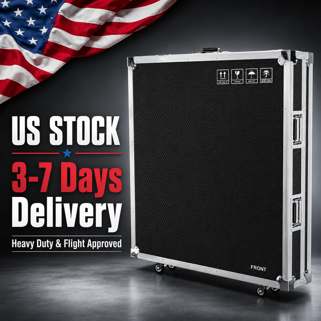 Heavy Duty 60cm 80cm Flight Case with Wheels, Road Travel Hard Case Box Compatible with 360 Photo Booth Platform&Video Spinning