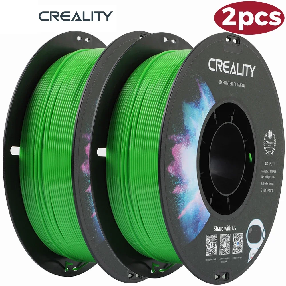 

2/Rolls Creality Original TPU Filaments 2kg in Green 1.75mm TPU Filaments Soft Glue High Rebound 210-240℃ Printing Temperature