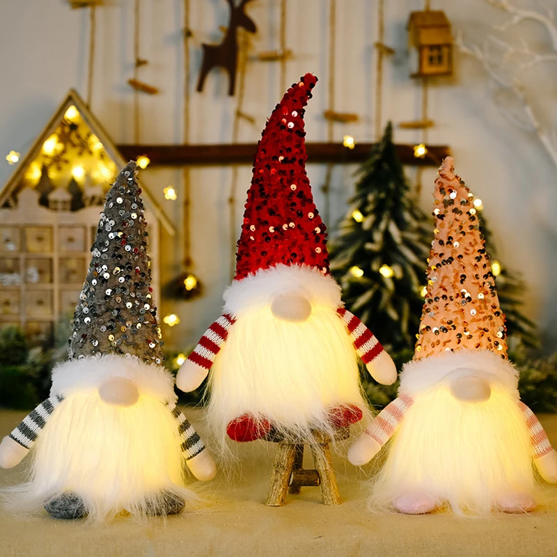 Christmas Glowing Faceless Dwarf Rudolf Doll Ornament Birthday Gift Children Toys For Boys Girl Faceless Dwarf Rudolf Doll