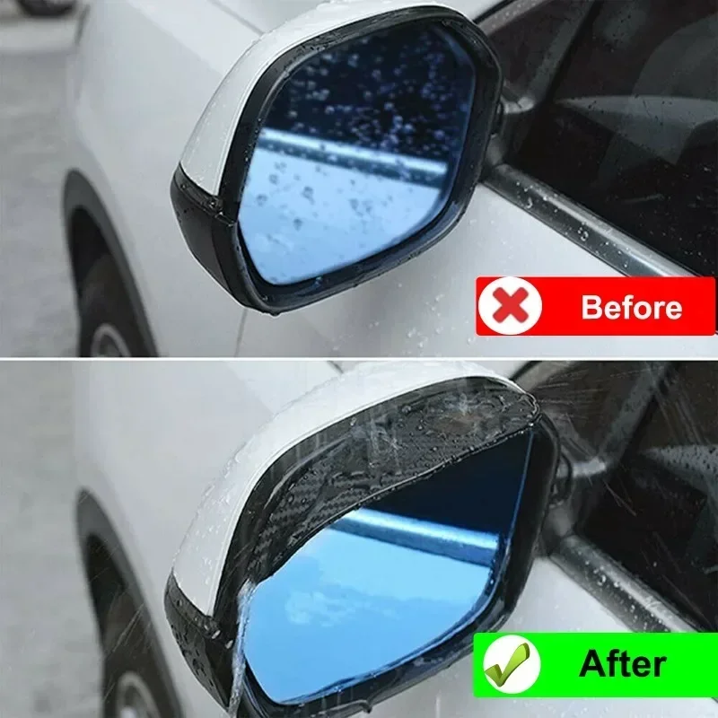 Rétroviseur de voiture en Fiber de carbone, 2 pièces, visière à sourcils et accessoires de couverture solaire et neige