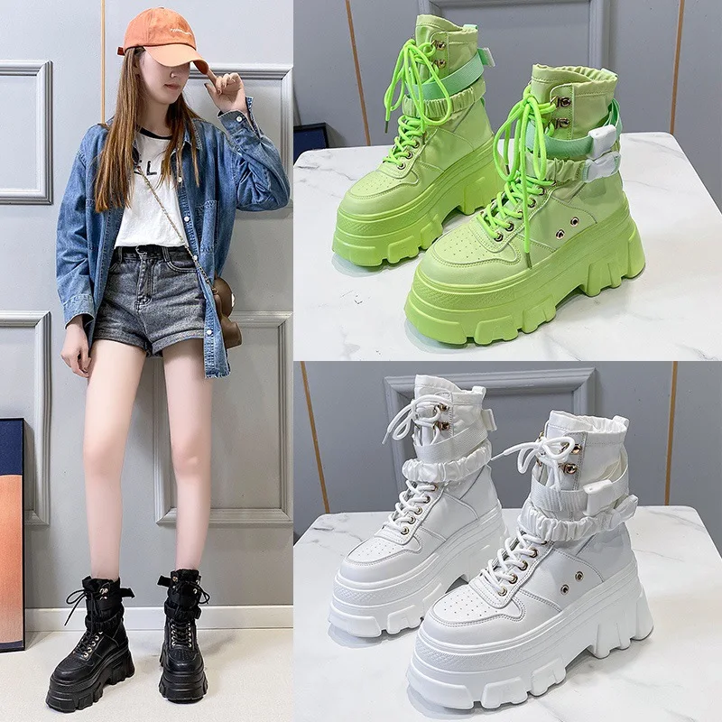 

British Style Snow Boots for Women Thick-Soled Height-Increasing Short Stylish Motorcycle Boots Trendy Cool Short Boots