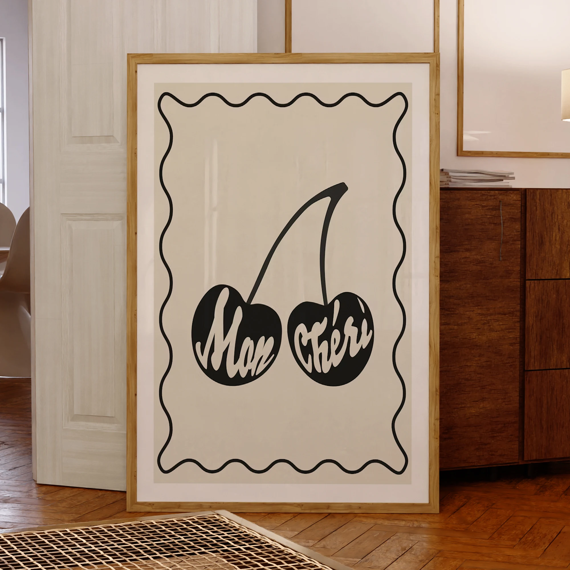 Mon Cheri Kirsche Schwarz Und Creme Wand Kunstdrucke Leinwand Malerei Poster Bild Für Wohnzimmer Bett Esszimmer Küche Zimmer Home Decor