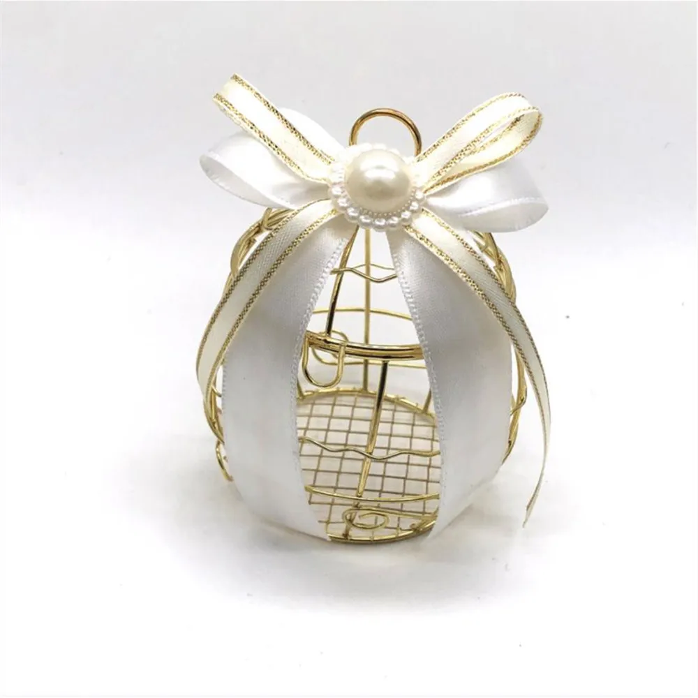 Wedding Metal Birdcage Gift boxes with Pearl Bow Chocolate Favor  Packaging Party Supplies Birthday Party Decorations
