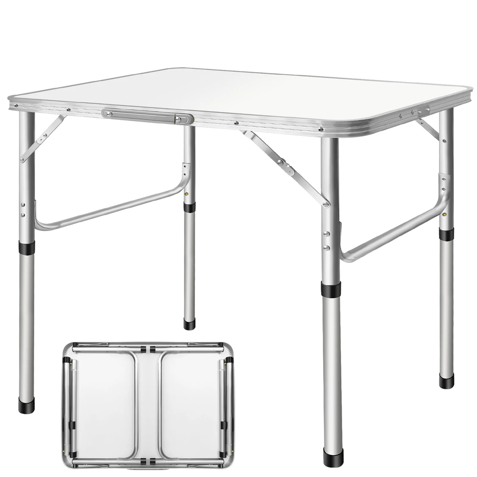 Table de camping pliable, tables de pique-nique pliables à hauteur réglable avec poignée de transport pour l'extérieur et l'intérieur 75x55x35/60cm