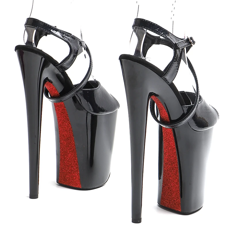 Leecabe 23CM/9inches  Snake  PU  upper trend fashion  red glitter Platform  High Heels Sandals stripper heel Pole Dance shoes