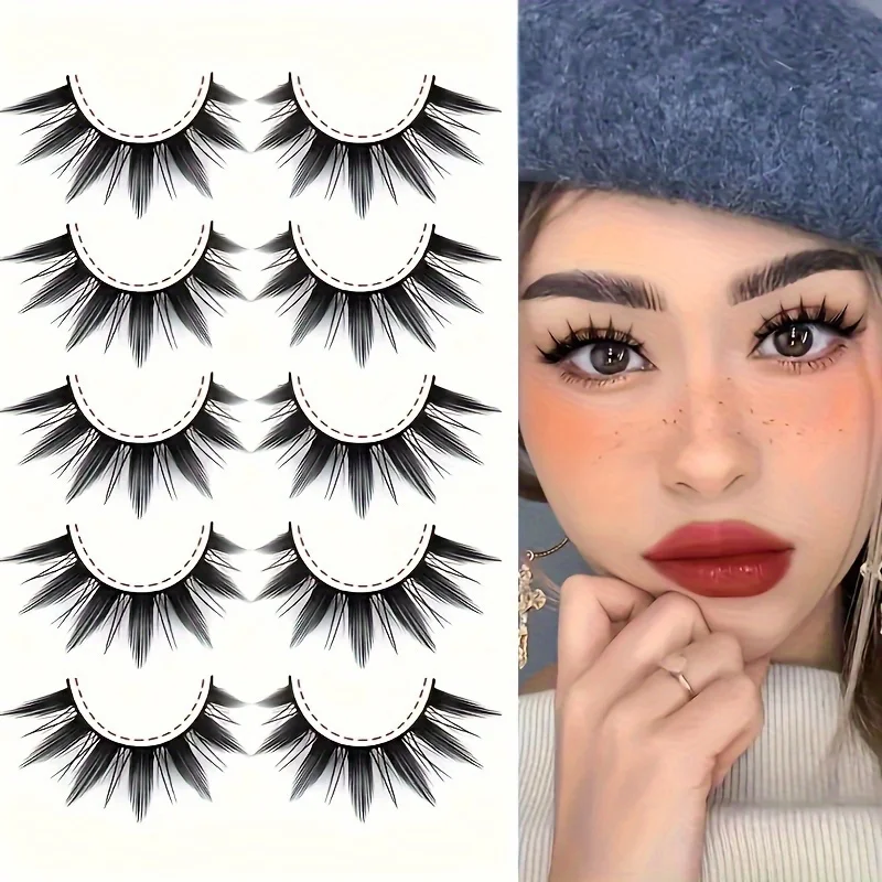 5 pares de pestañas negras naturalmente hermosas, pestañas postizas reutilizables estilo dibujos animados: pueden mejorar el maquillaje de ojos