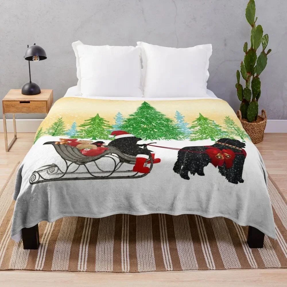 

Newfoundland Dog Christmas! Throw Blanket Beach Custom Blankets