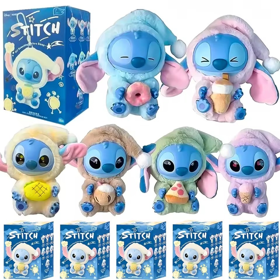  Disney New Stitch Eat Some Thing Before Sleep Series Vinyl Blind Box Bag Pendant Cute Plush Doll Mystery Box Toy Surprise Gifts 