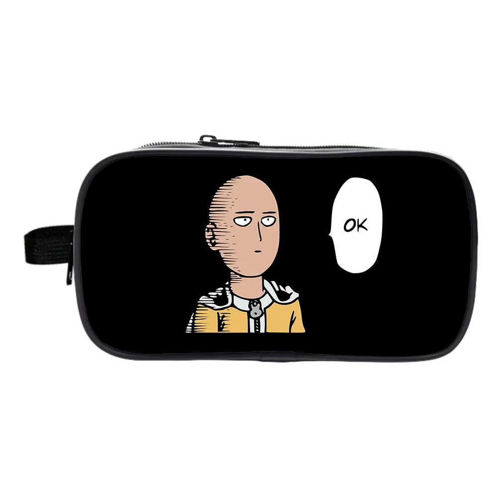 Anime One Punch Man: Saitama Student Stationery Pencil Case Cosmetic Box Storage Bag Kids Wallet Double Zipper Pencil Case