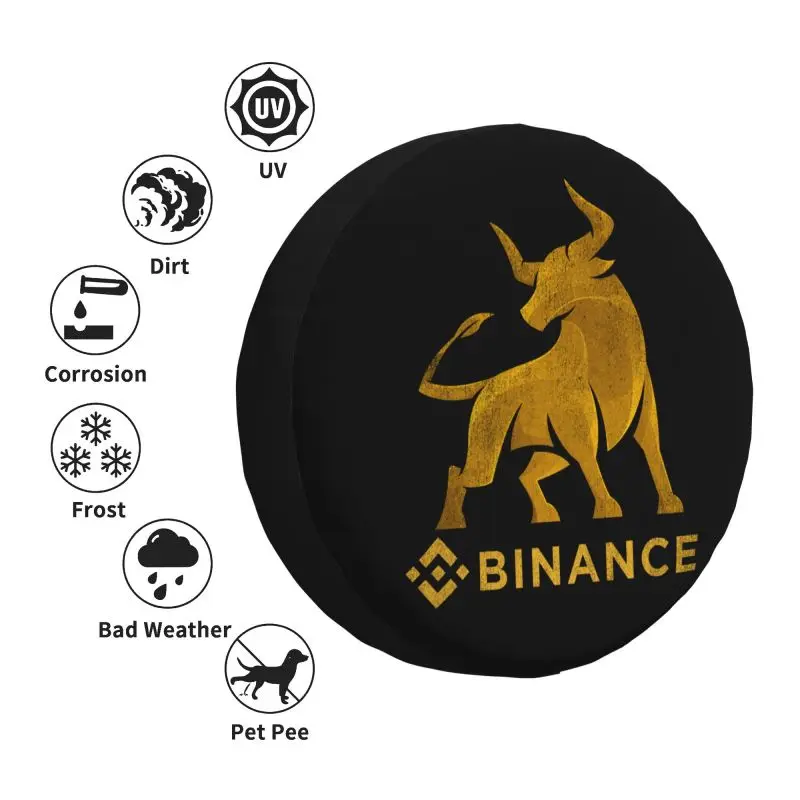 مخصص BNB الثور Binance غطاء إطار العجلة الاحتياطية لتويوتا ميتسوبيشي سوزوكي جيب RV SUV مقطورة ملحقات السيارة #4