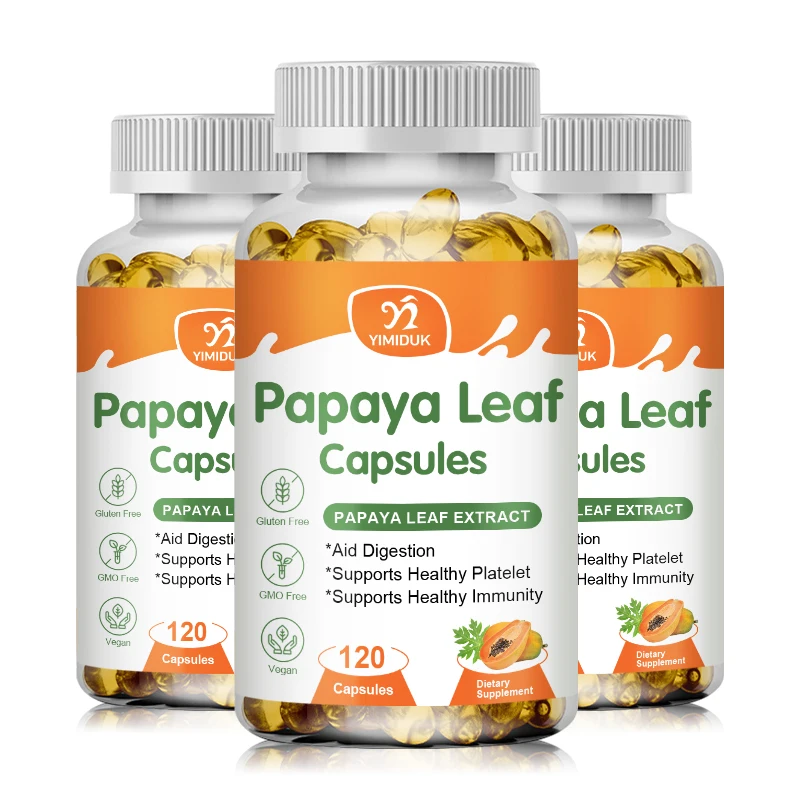 Papaya Leaf Extract Digestive Enzymes Veg Capsules Blood Platelet Bone Marrow & Spleen Super Breasts Growth