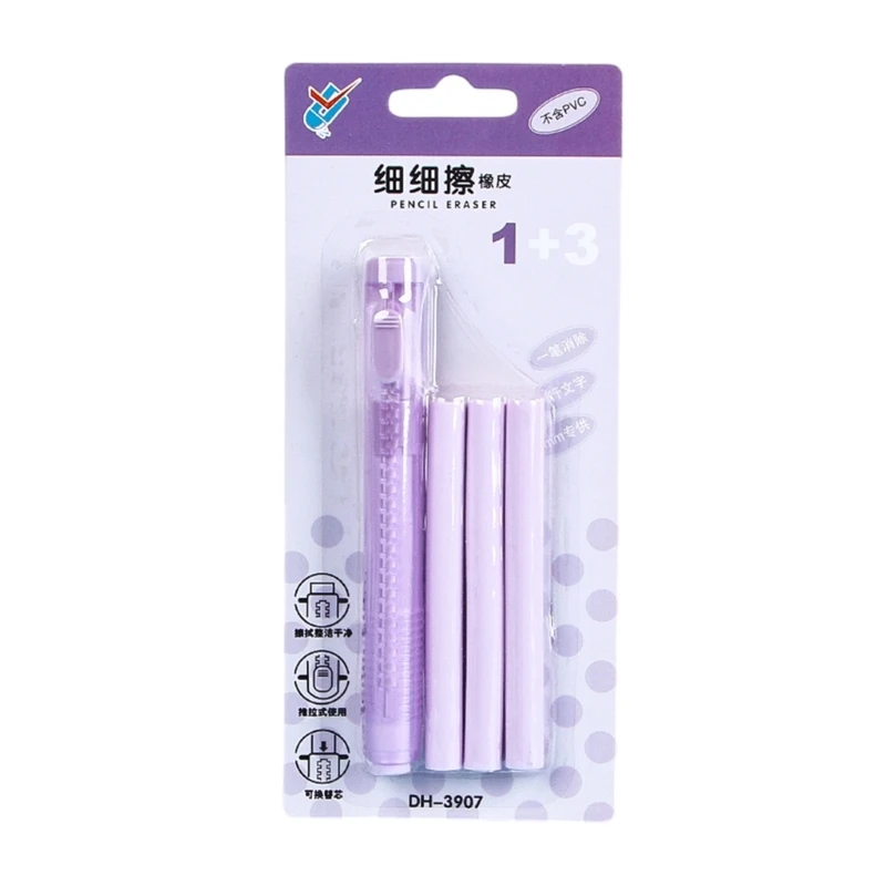 Retractable Erasers Cartoon Pencil Erasers Art Painting Erasers Push-Pull Thin Erasers Back to School Supplies for Kid P9JD