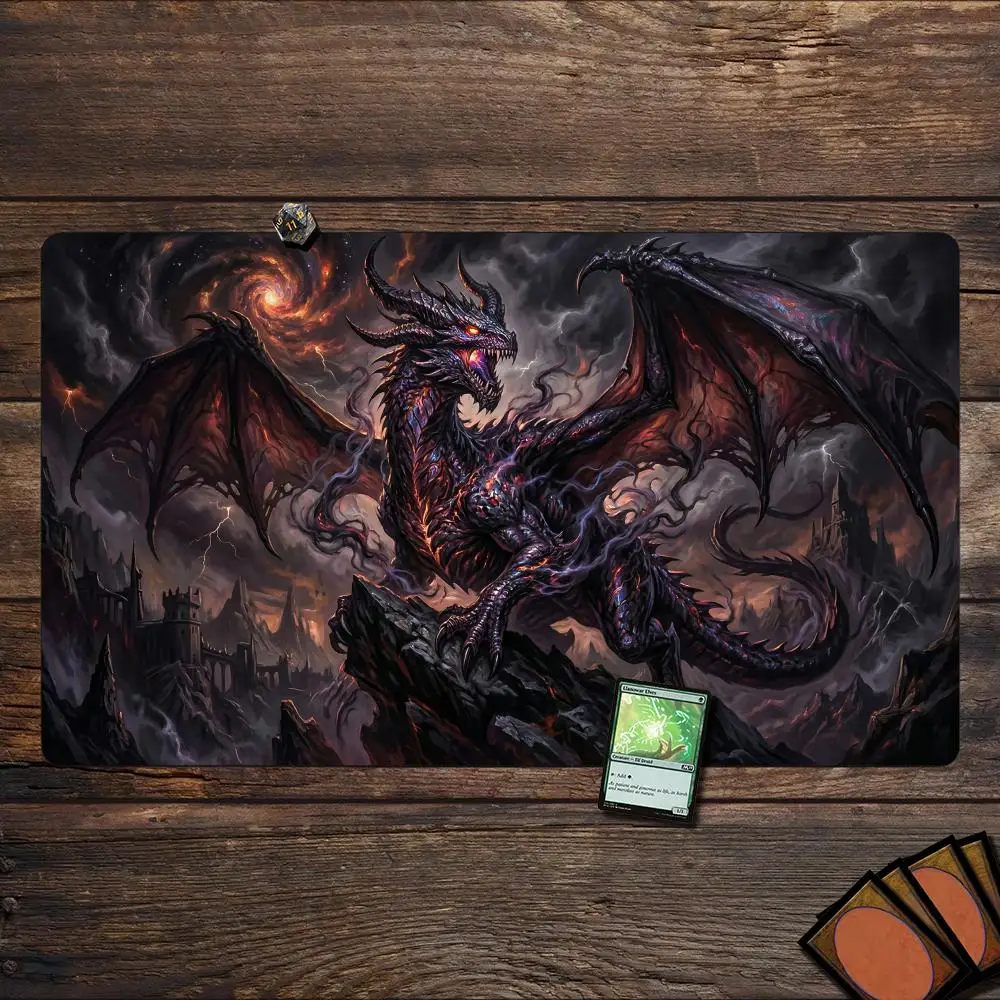 

Fantasy Giant Demon Dragon MTG Playmat Magic Card Battle Mat Non-Slip Durable 35X60CM Commander playmat Board Game Mat for TCG