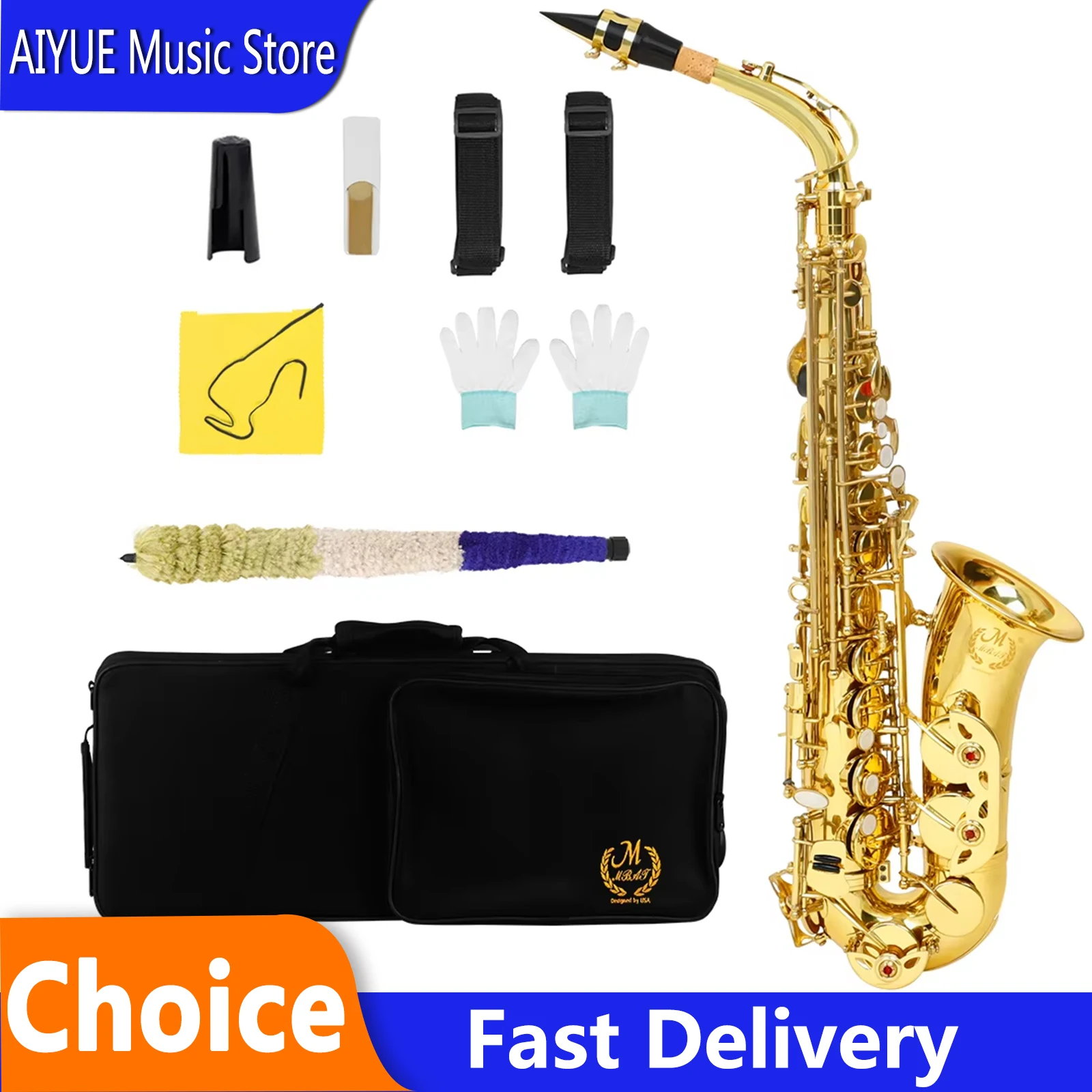 

MBAT Alto Saxophone Eb Brass Gold Tube Saxophone Suitable For Performance Woodwind Instrument Saxophone With Parts Accessory