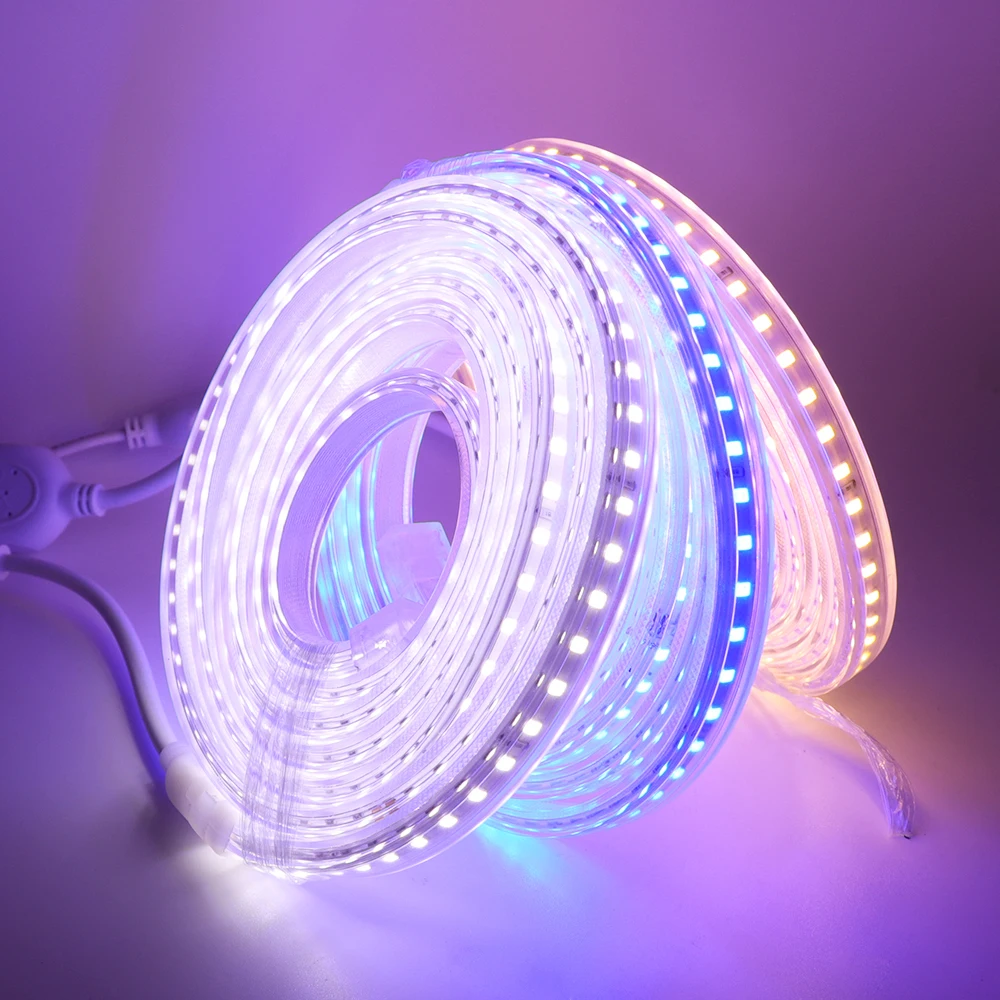 220V 2835 LED Strip Light High Brightness 120LED/m Flexible Tape With ON/OFF Switch Waterproof IP67 Outdoor LED Lighting Decor