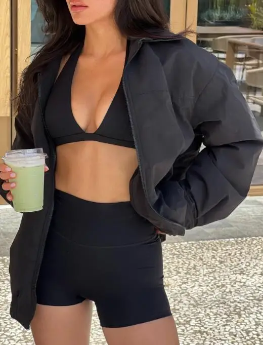 الملابس النسائية 2025 الخريف والشتاء عطلة عادية تنوعا سستة البلوز سترة عصرية بسيطة وفضفاضة هوديي