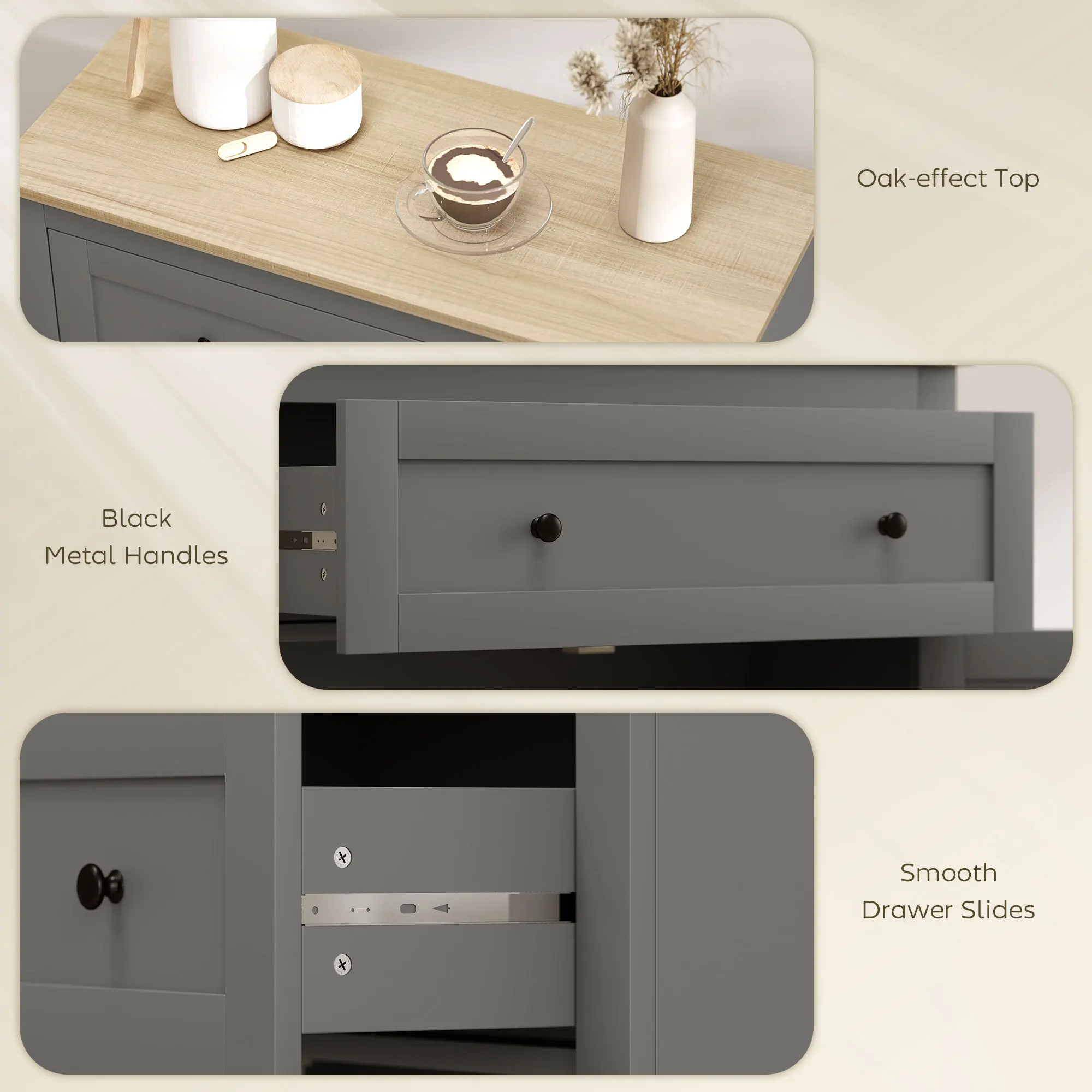 HOMCOM Sideboard Storage Cabinet with Adjustable Shelf, Drawer