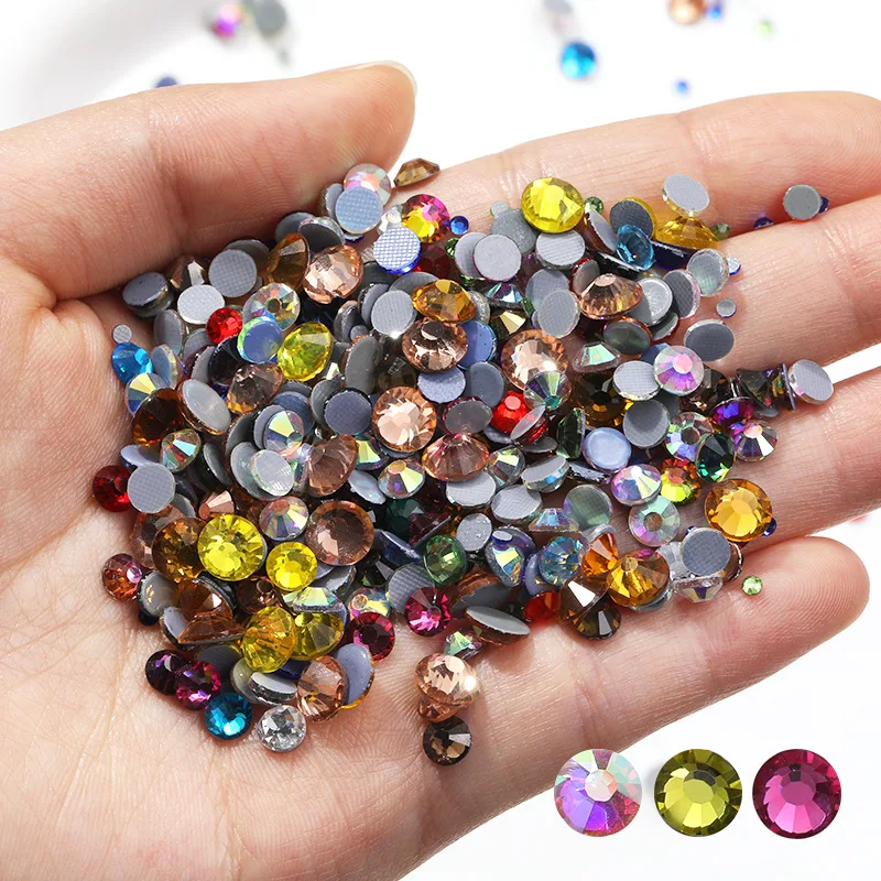 Rhinestones JUNAO SS3 SS4 SS5 SS6 SS8 SS10 SS12 SS16 SS20 SS30 SS40 SS50 Clear Glass Rhinestones Crystal AB Non Hotfix Strass