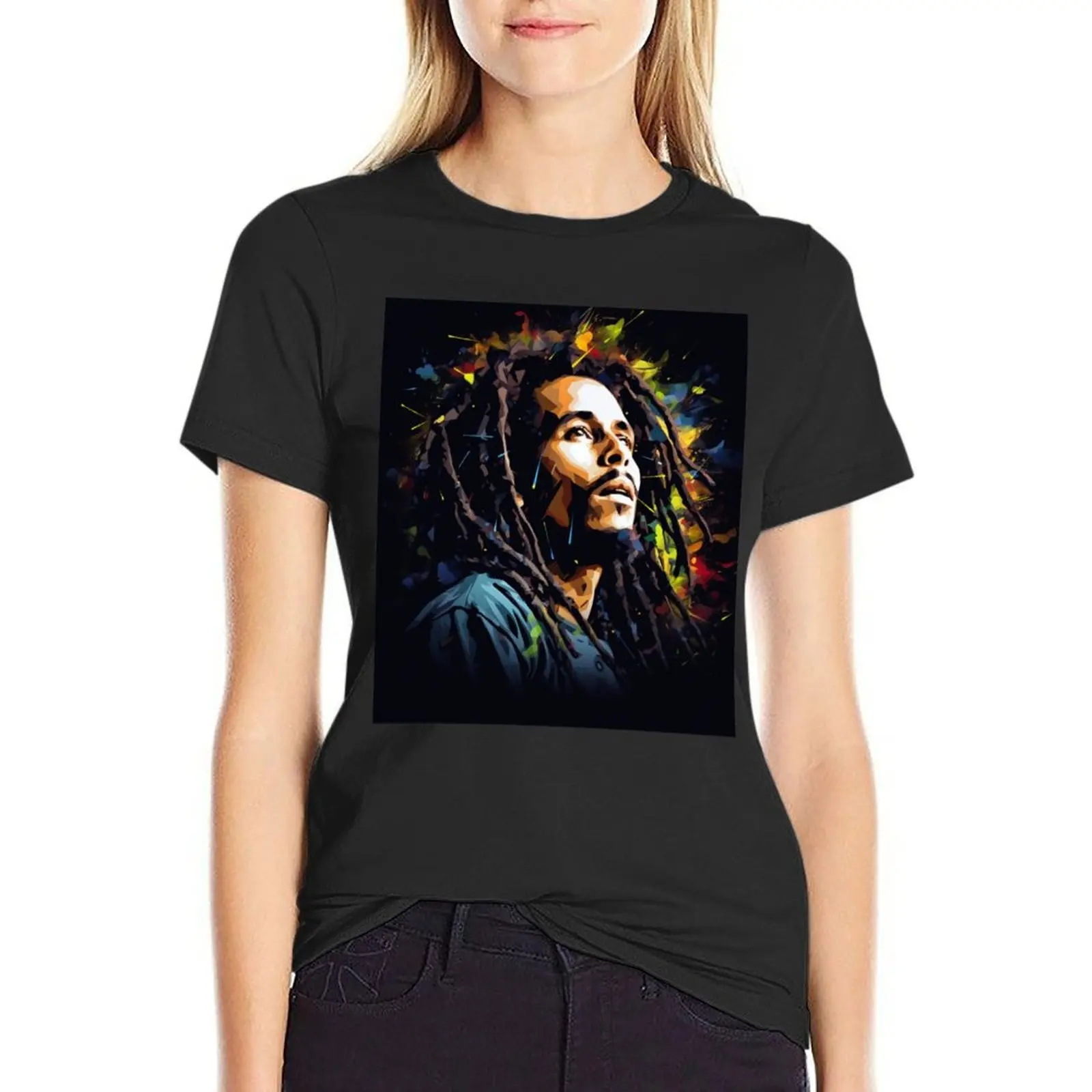 

Bob Marley T-Shirt oversized anime funny plus size t shirts for Women loose fit