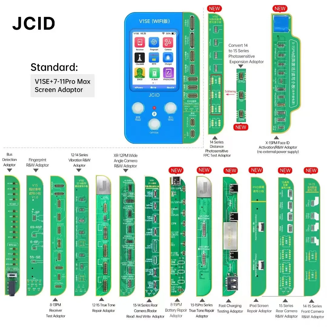 

Тестовое устройство JCID V1SE для экрана IP7-15 Pro Max True Tone/Face ID/задней камеры/восстановление PFC/замена данных на аккумуляторе