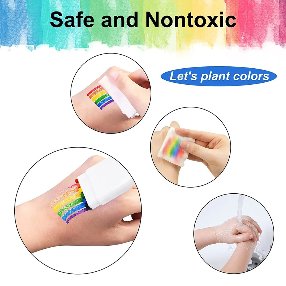 6 Color Water-color Pen Washable Rainbow Face Body Painting Crayon Pen Celebrations Party Stage Art Graffiti Drawing