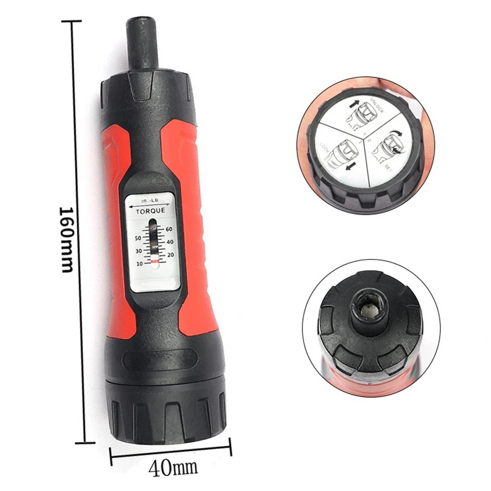 Torque Wrench Screwdriver 1/4Inch Drive Magnetic For Electrical Light Industrial 10-65In.lb 40x160mm Hand Tools Accessory