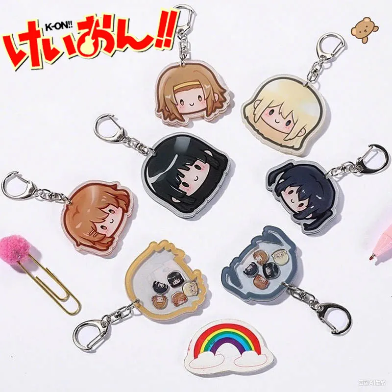 Аниме-k-on-hirasawa-yui-nakano-azusa-tainaka-ritsu-akiyama-mio-Косплэй-брелок-kawaii-акриловый-кулон-брелок-аксессуары-реквизит