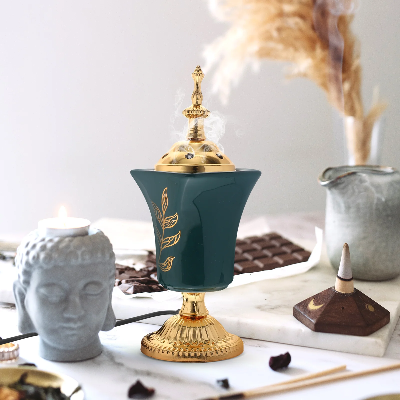 

Electric Incense Burner Metal Middle East Design Iron Censer Decorative Home Office Yoga Room Aroma Incense Burner