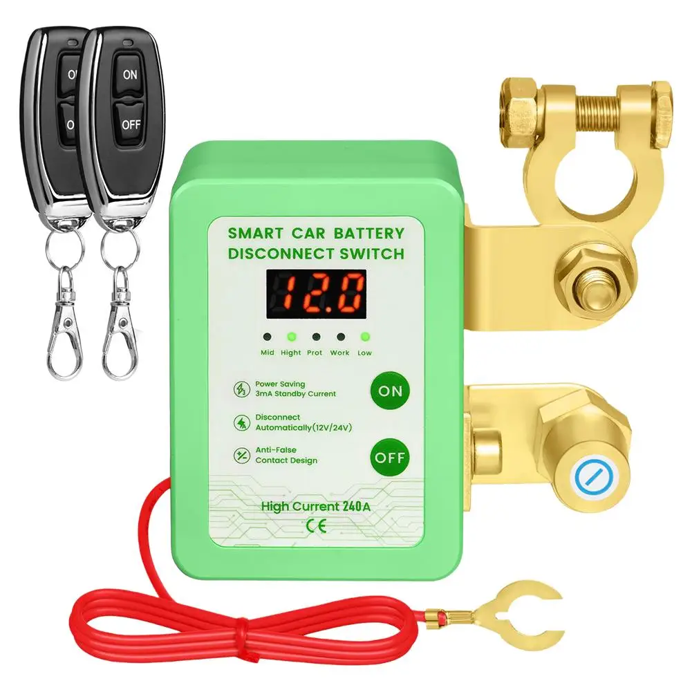 

240A Kill Switch 12V Remote Battery Disconnect Switch with Led Voltage Display Automatic Power Shut Off Switch for Auto