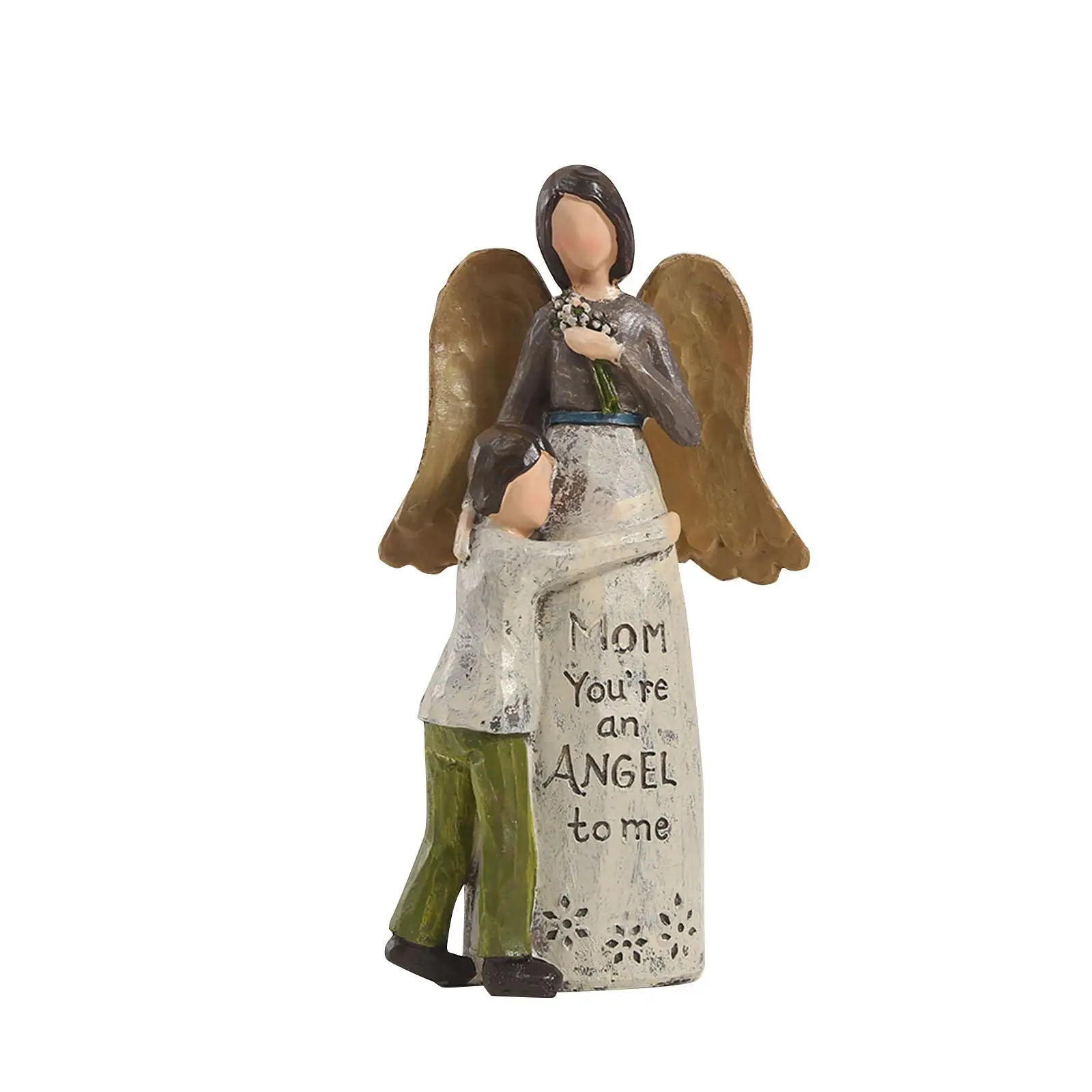 Mother Angel and Child Figurine Desk Decoration Resin Handicraft for Livingroom, Bedroom