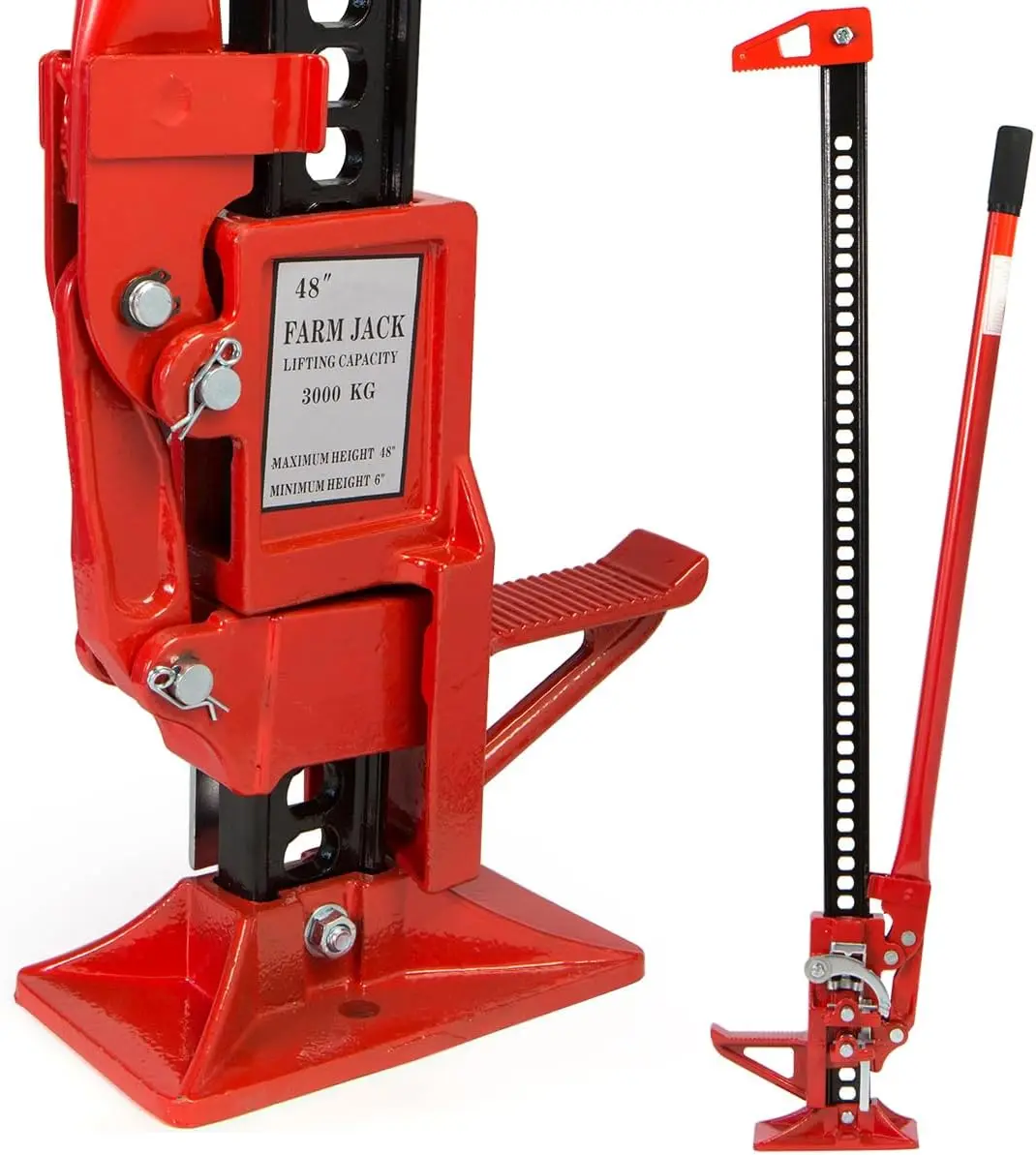

Universal 48'' Farm Jack for Tractor, Truck, SUV - Ratcheting Off-Road Bumper Utility Jack with 3-Ton Lift Capacity