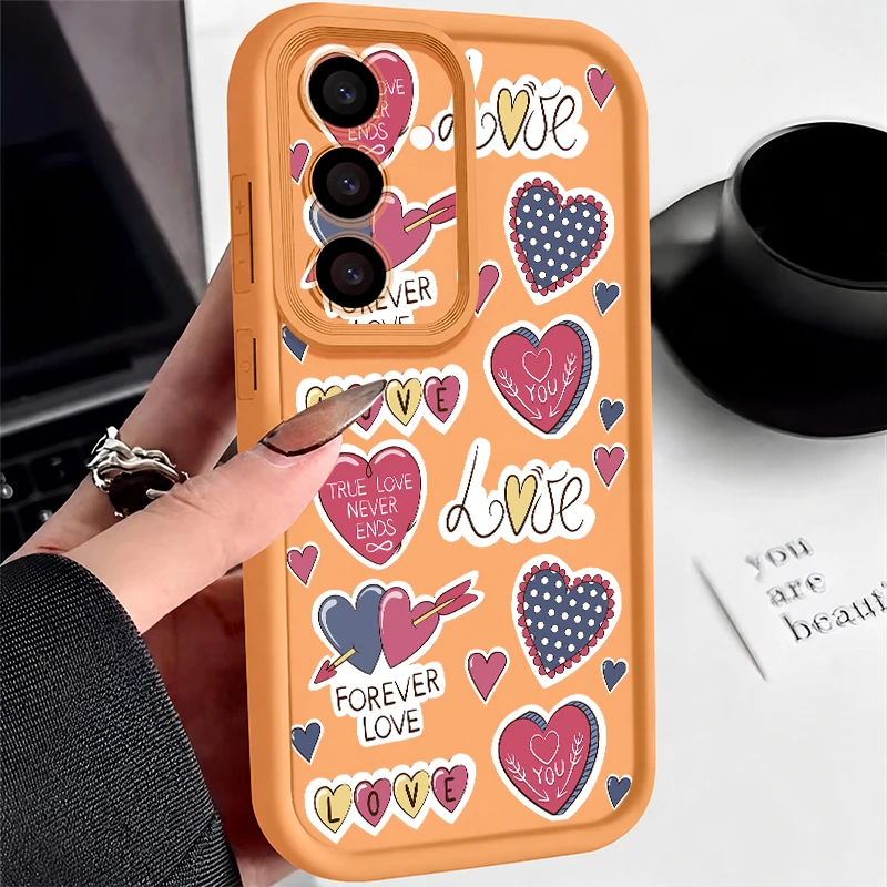 Cartoon Hearts Pattern Phone Case For Samsung Galaxy A18 A57 A37 A27 A56 A16 A17 A55 A54 A26 A36 S26 FE S25 S24 S23 Ultra Cover