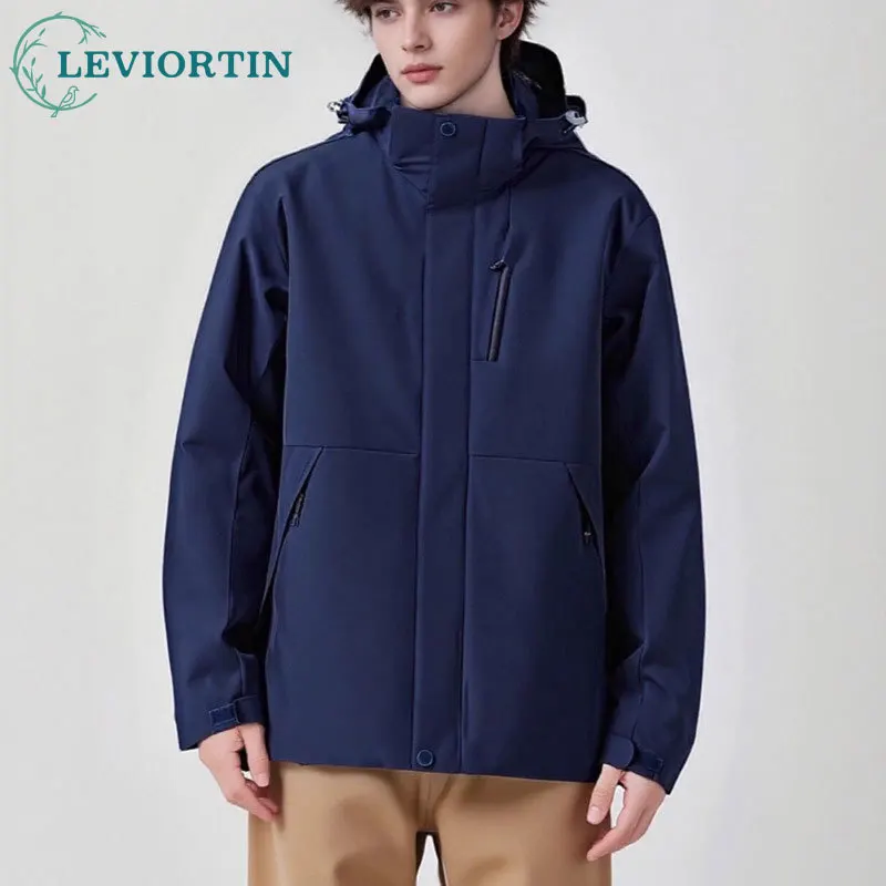 

Autumn/winter men's fashionable urban functional hooded solid color casual versatile wide pine mountain outdoor zipper jacket