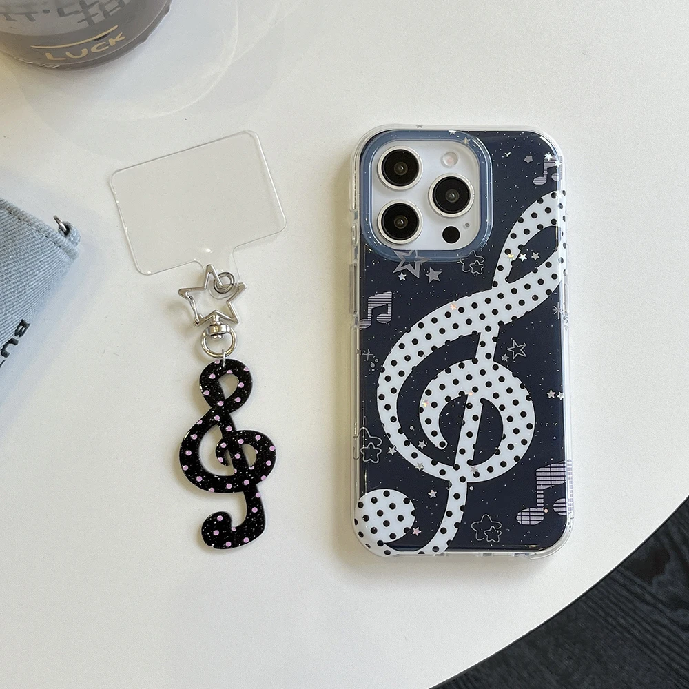 Urocze koreańskie etui na telefon z motywem muzycznym INS, artystyczne, z nutami, kreskówkowe, kreatywne, muzyczne, na iPhone 14 15 16 Pro Max 13, miękkie, odporne na wstrząsy.