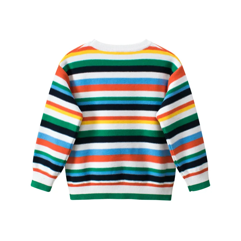 2023 Spring Autumn Children\'s Sweater for Boys Clothes 100% Cotton Stripe Girls Knitwear Casual Sport Sweaters