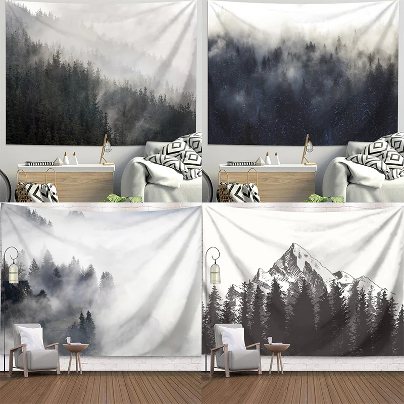 Modern Simple Rime Pine Tree Wall Decoration Tapestry Home Living Room Tapestry