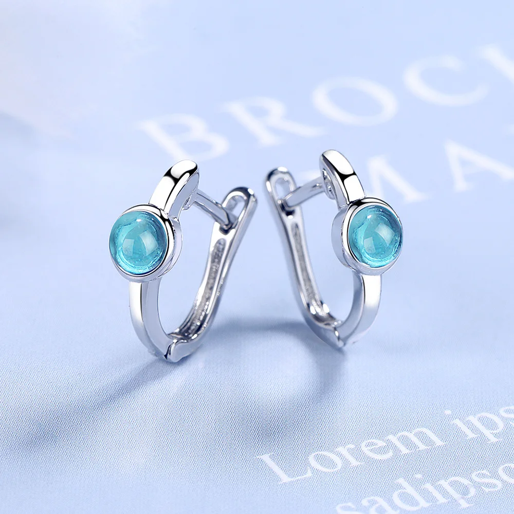 New Arrival Blue Cz Zircon Crystal Earrings 925 Sterling Silver Small Cute Earrings for Women Wedding Jewelry Gifts Pendientes view 4