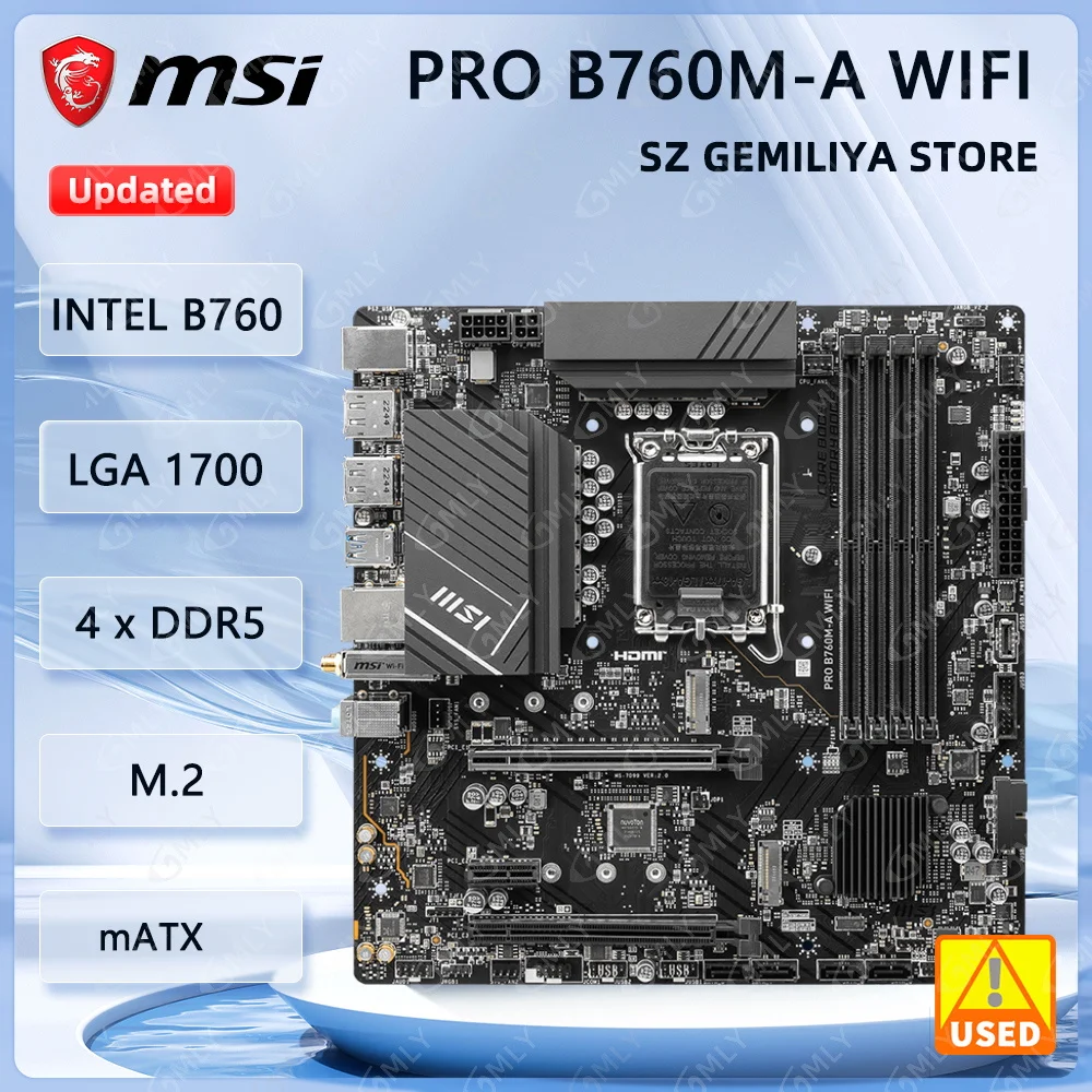 

Материнская плата MSI PRO B760M-A WIFI INTEL B760 DDR5 LGA 1700 128 ГБ 2xM.2 mATX с поддержкой i9-14900 i9-13900 i5-13600 i5-12500 процессор