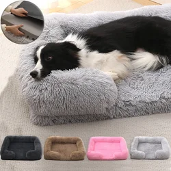 Square Dog Bed Plush Pet Bed Winter Thickened Pad House for Dogs Bed Cat Sofa for Flyffy Dogs Sleeping Bed Sofa Removable Mat