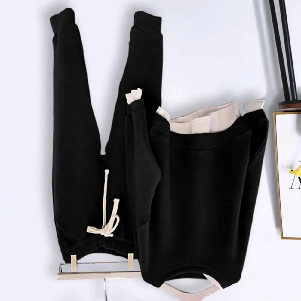 2 Pcs/Set Women Sweatshirt Pants Set Fake Two-piece Loose Elastic Waist Warm Drawstring Casual Autumn Tracksuit for Daily Wear