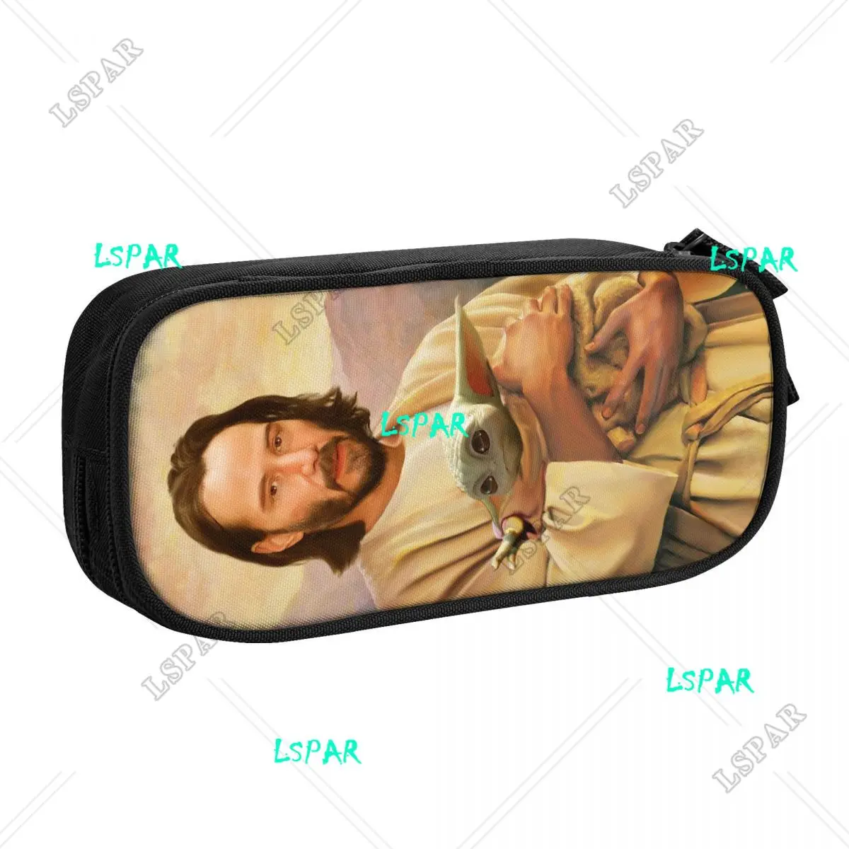 Custom Cute Jesus Saint Keanu Reeves And Baby Pencil Cases for Boy Girl Large Capacity Pencil Pouch School Supplies