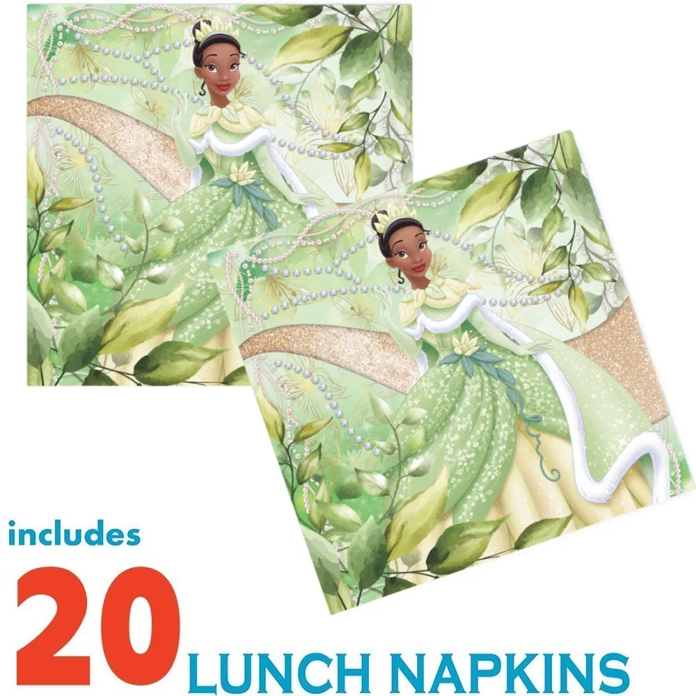 Disney The Princess and the Frog Birthday Decorations Princess Tiana Theme Disposable Tableware Set Kids Girls Party Supplies