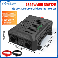 DATOUBOSS 2500W Portable Variable Voltage Inverter Manual Selectable 48V/60V/72V Frequency 50Hz/60Hz Pure Sine Wave Car Inverter