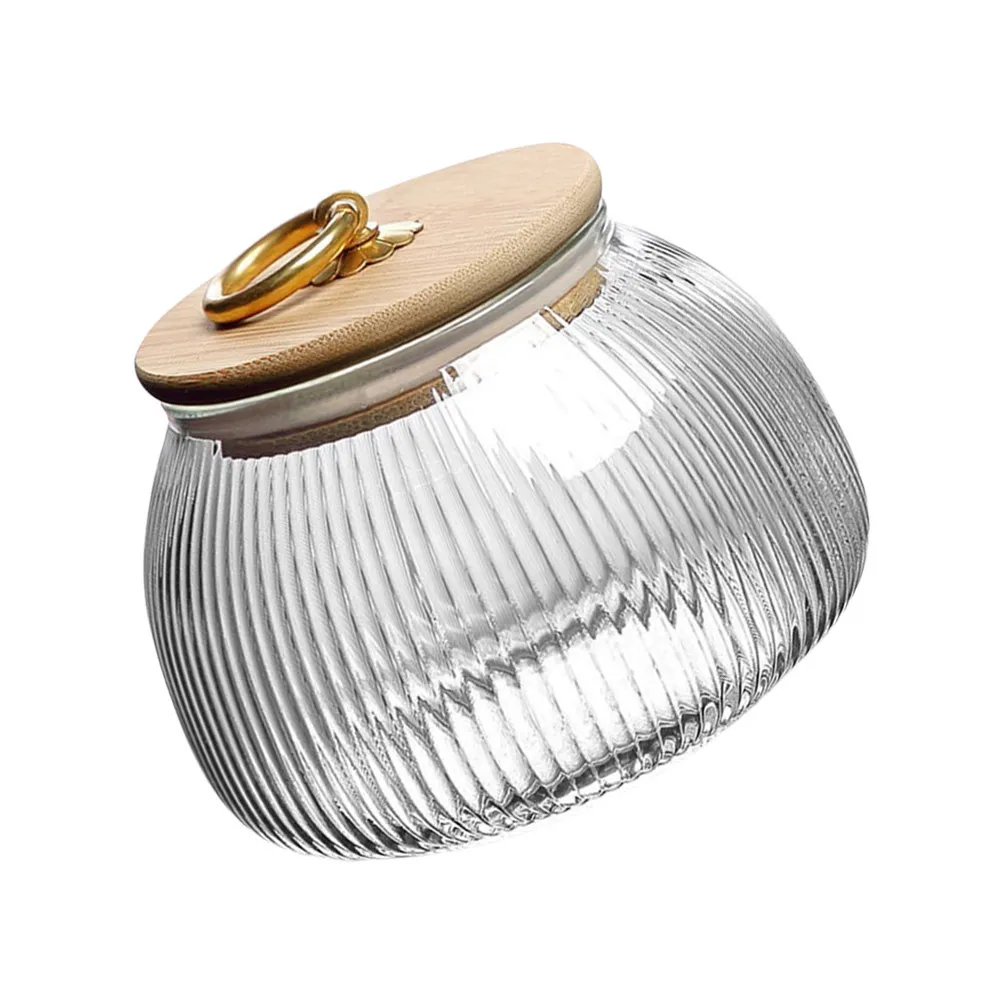 

1Pcs Sealed Storage Jar Bamboo Glass Container Household Kitchen Organizer Clear Glass Dry Food Cereal Tea Holder Coffee Can