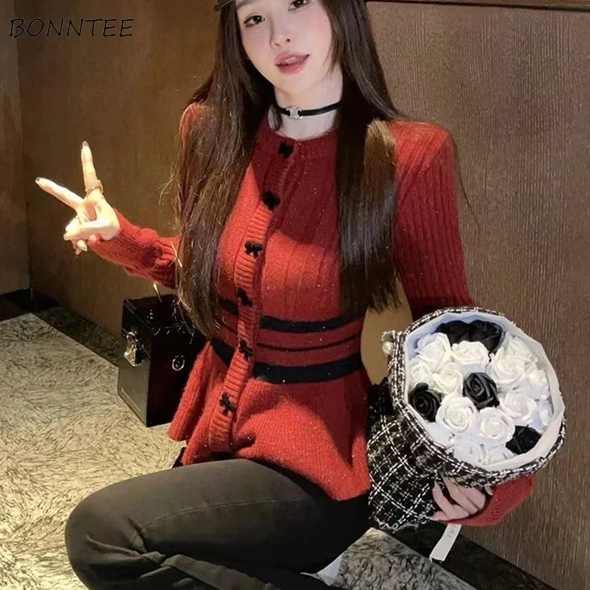 

Striped Knitted Cardigans Women Autumn Winter Temper Single Breasted Warm All-match Теплый Женский Свитер Tender Vintage Fashion