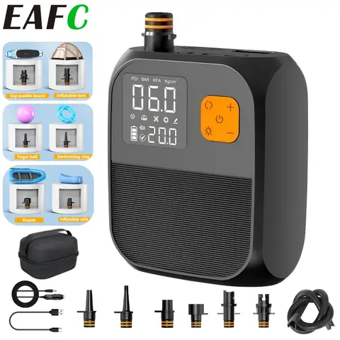 EAFC Portable 25PSI Electric Paddleboard Pump Rechargeable SUP Pump Dual Stage Inflation Portable Electric Pump For Kayaks SUP