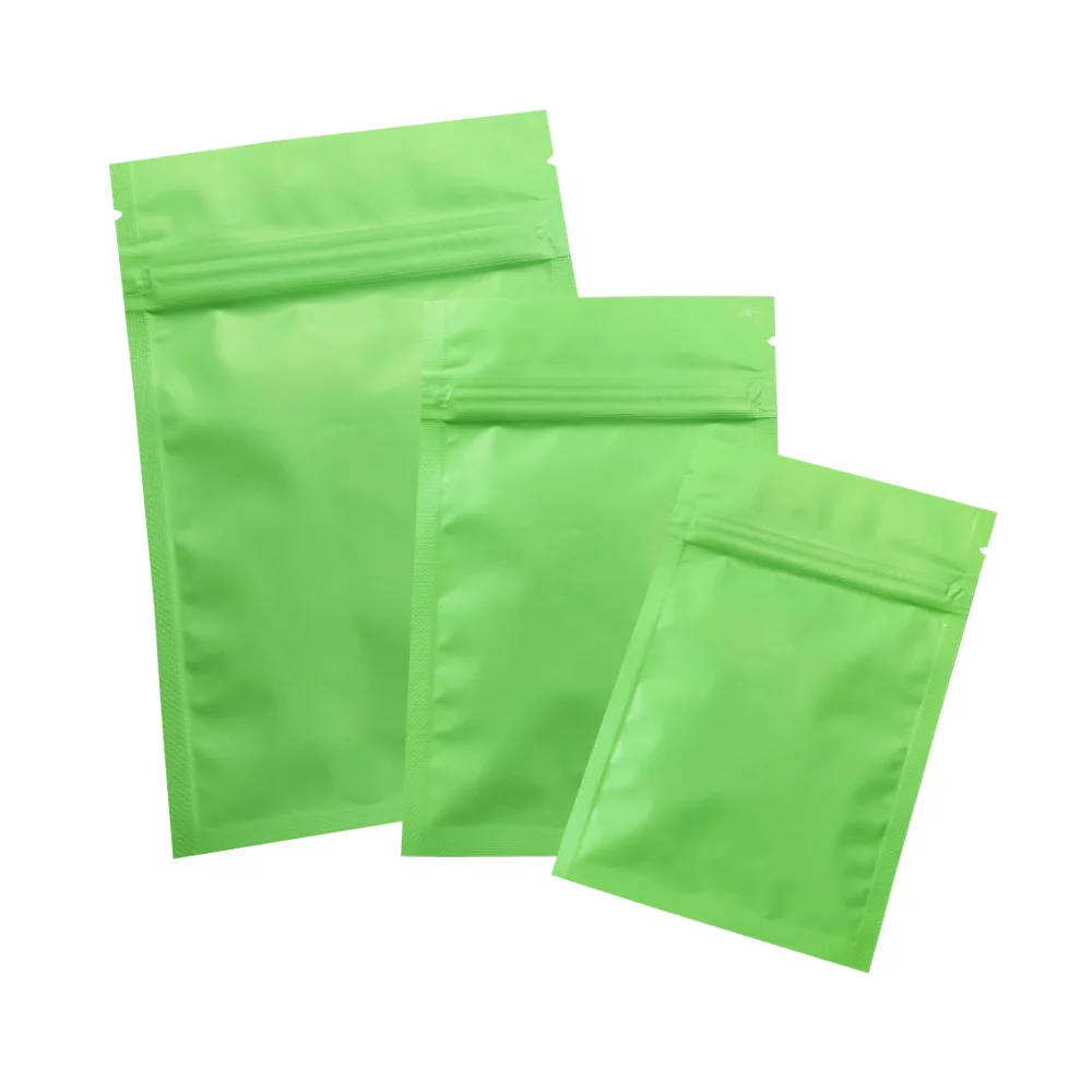 Ziplock Matte Green Reclosable Aluminized Food Packaging Pouch Frosted Aluminum Foil Wrapping Zip Bag for Food