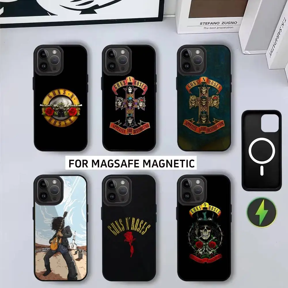 

G-Guns N R-Roses 12B-Band Phone Case For iPhone17,16,15,14,13,12,11 Plus,Pro Magnetic with Magsafe Wireless Charging