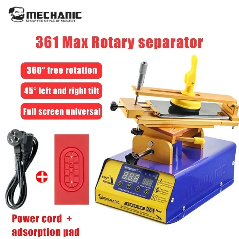 MECHANIC 361 MAX Separator 360 Rotation 45 Tilt for iPhone Android Edge Straight Screen Degumming Frame Removal Heating Platform